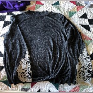 Cozy high-neck lace sleeved top